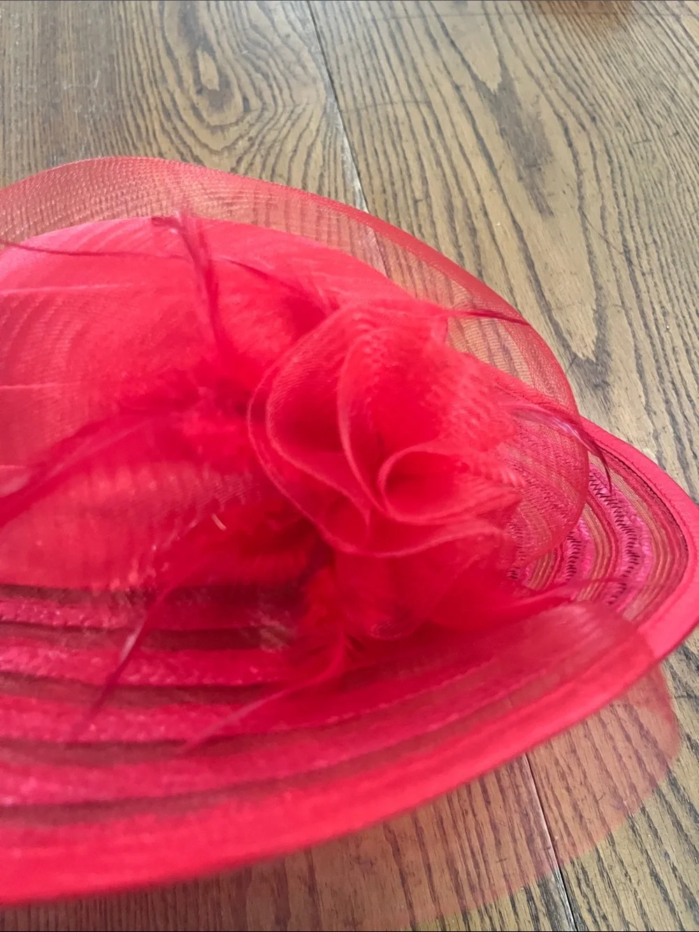 Vintage Elegant Women's Red straw Hat with Decorative Bow